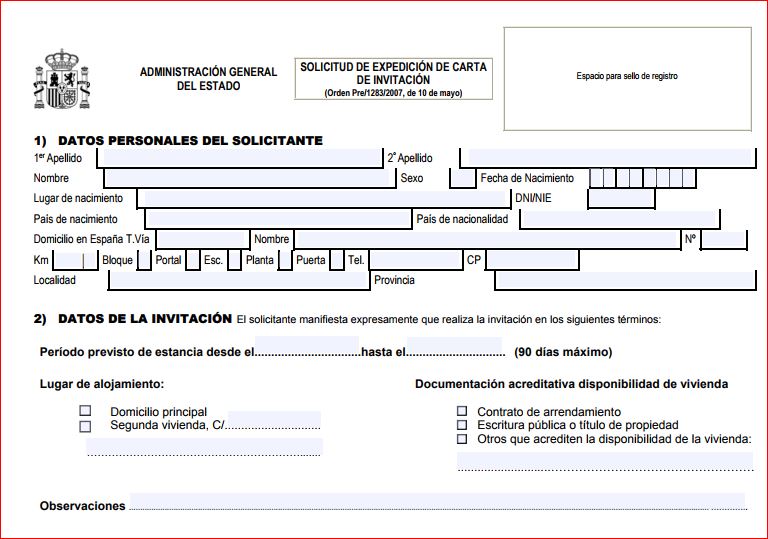 ¿Qué requisitos exigen para la Carta De Invitación en Madrid?