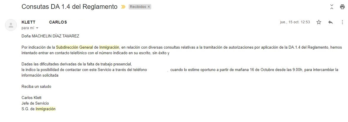 permisos de residencias por la disposición adicional 1.4