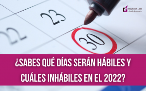 calendario de días hábiles e inhábiles del 2022