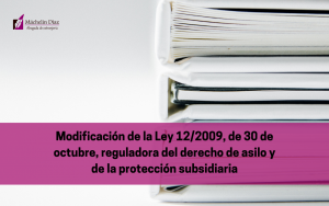 Modificación de la Ley 12/2009, de 30 de octubre, reguladora del derecho de asilo y de la protección subsidiaria.